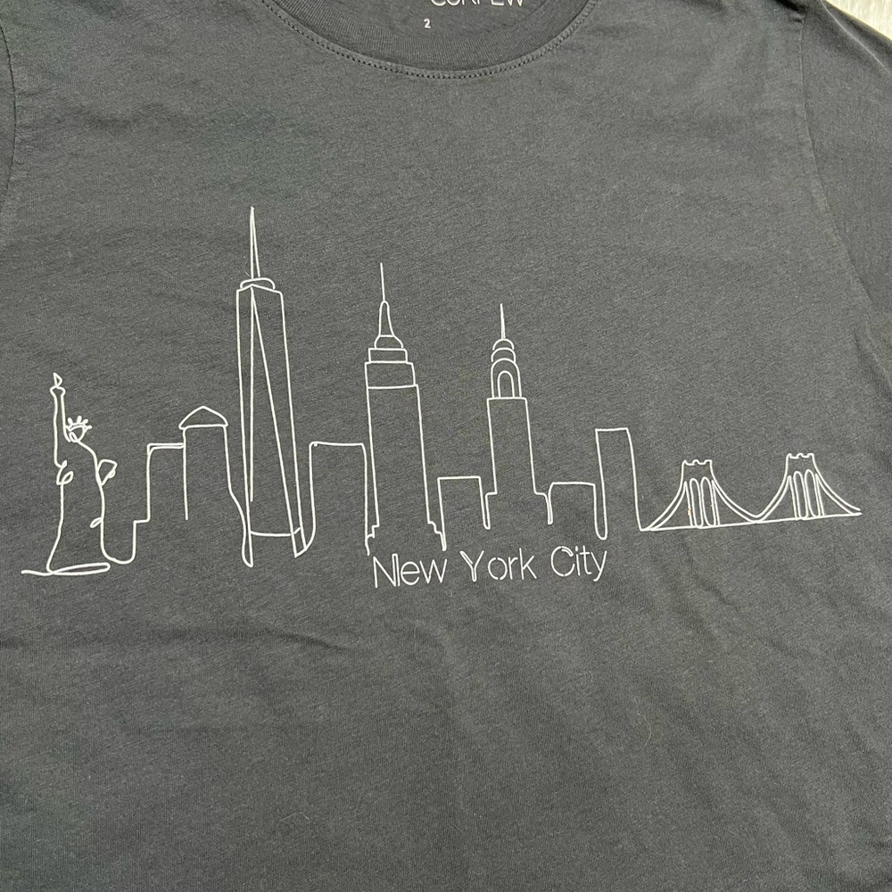No Curfew New York Skyline Crewneck Graphic Short Sleeve Tee Shirt in Black Sz S - Picture 4 of 5
